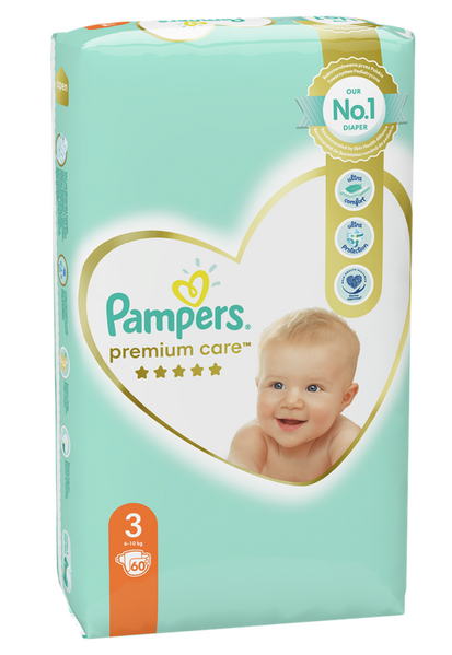 Pampers Дитячі одноразові підгузки Pampers Premium Care Розмір 3 Midi (6&ndash;10 кг), 60 шт Pampers3Midi60 фото
