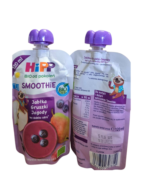 Смузі HiPP Organic, яблука, грушки, ягоди, 120 мл 120Hipp307810 фото