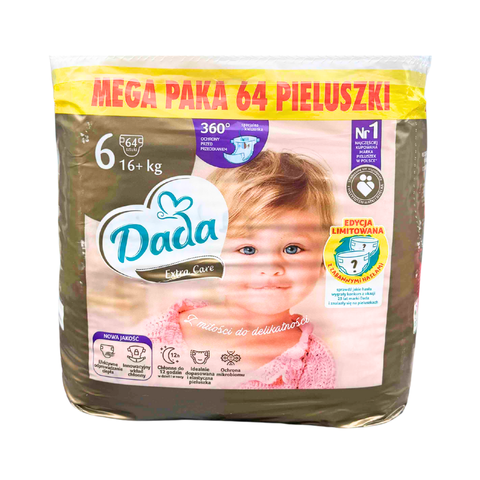 Підгузки Dada Extra Care 6 EXTRA LARGE 64 шт 16+ кг JUMBO BAG  ExtraCare6JumboNew64 фото