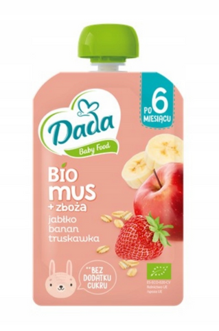Пюре Dada Bio Mus злаки, яблуко, банан, полуниця 90 г, від 6 міс 90Dada902983 фото