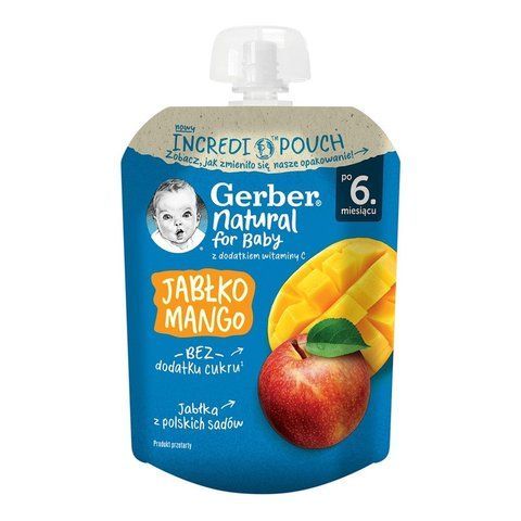 Gerber Natural, Яблуко-манго, 6 місяців+, 80 г GerberPouchJablkoMango80 фото