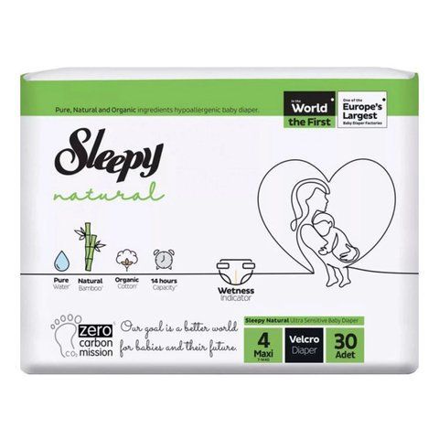Sleepy Підгузки дитячі Natural Maxi-4 (7-14кг), 30шт. - 5 шт/ящ 03197 фото