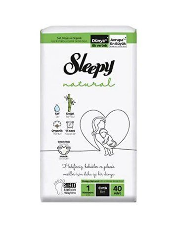 Sleepy Підгузки дитячі Natural Newborns-1-2 (2-5кг), 40шт. - 5 шт/ящ 03324 фото