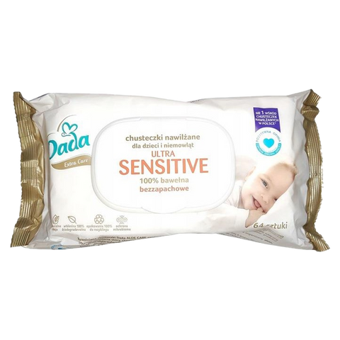 Вологі серветки Dada Sensitive з клапаном 64 шт Польща DadaCareSens64 фото