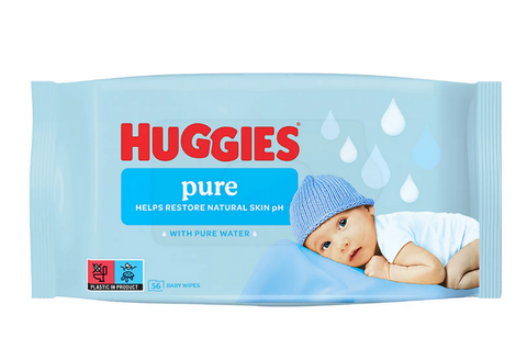 Дитячі вологі серветки Huggies Pure 56 шт Huggies56 фото