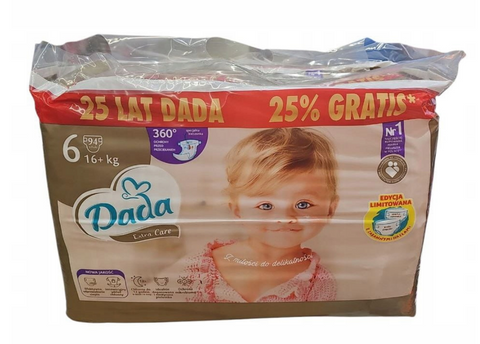 Підгузки Dada Extra Care 6 EXTRA LARGE 94 шт 16+ кг JUMBO BAG  ExtraCare6Jumbo94 фото