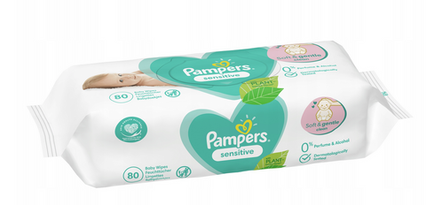 Дитячі вологі серветки Pampers Sensitive для чутливої шкіри, 80 шт Pampers80 фото