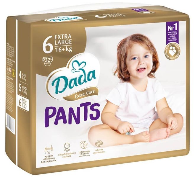 Підгузки - трусики Dada Extra Care Pants 6 EXTRA LARGE, для дітей вагою 16+ кг, 32 шт DadaPants6 фото