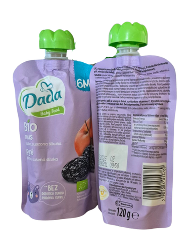 Пюре Dada Bio Mus яблуко, чорнослив 120 г, від 6 міс 120Dada014789 фото