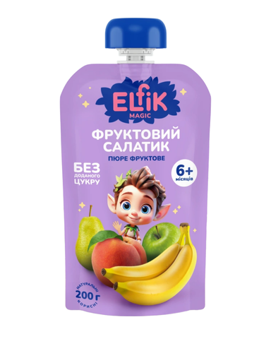 Пюре Elfik Magic Фруктовий салатик 200 г від 6 міс без цукру 200Elfik361150 фото
