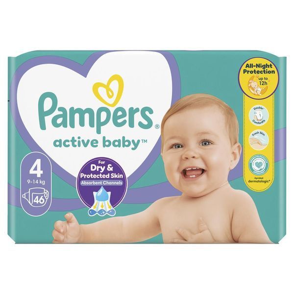 Pampers Дитячі одноразові підгузки Pampers Active Baby Розмір 4 Maxi (9&ndash;14 кг), 46 шт Pampers3Active BabyMaxi54 фото