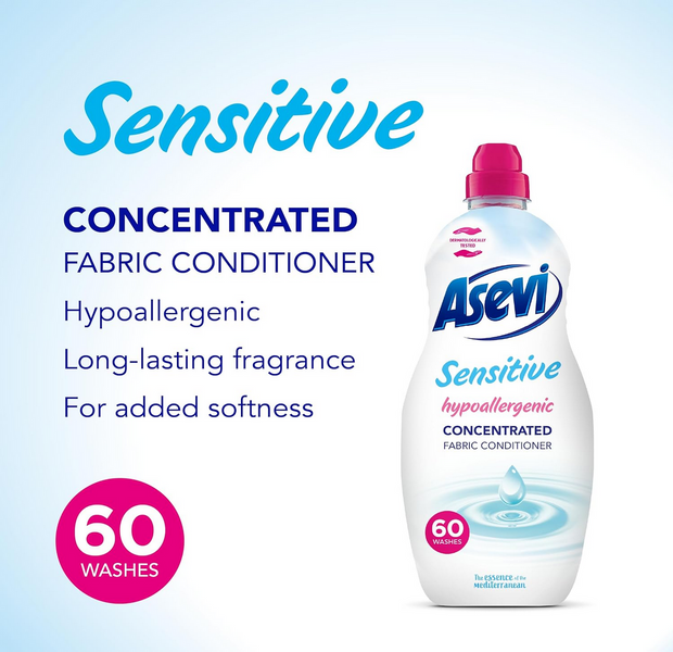 Кондиціонер для білизни концентрований Asevi, Sensetive 1,38 л, 60 прань Asevi60Sensetive фото