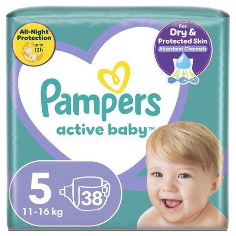 Pampers Дитячі одноразові підгузки Pampers Active Baby Розмір 5 Junior (11&ndash;16 кг), 38 шт Pampers5Active BabyJunior38 фото
