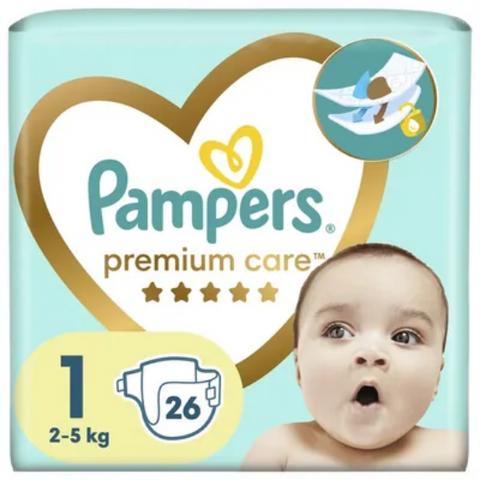 Pampers Дитячі одноразові підгузки Pampers Premium Care Newborn Розмір 1 (2&ndash;5 кг), 26 шт Pampers1Newborn26 фото